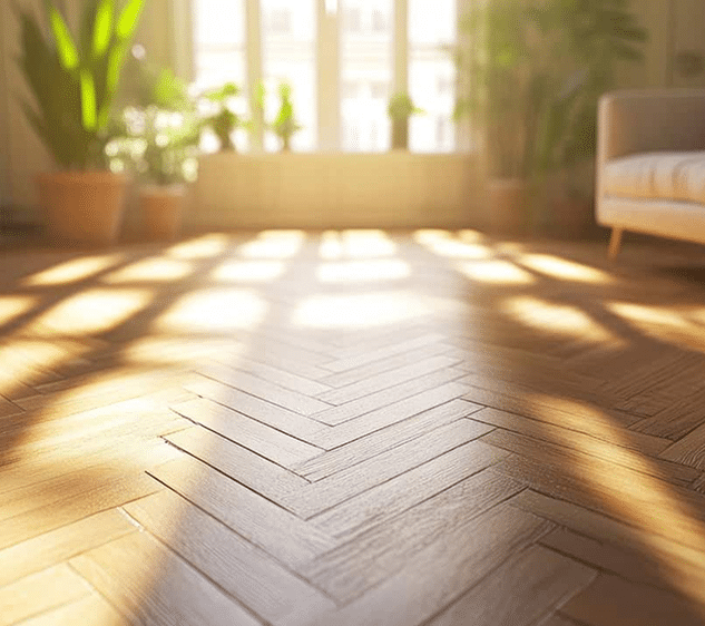 Hardwood timber floor with rich grain detail
