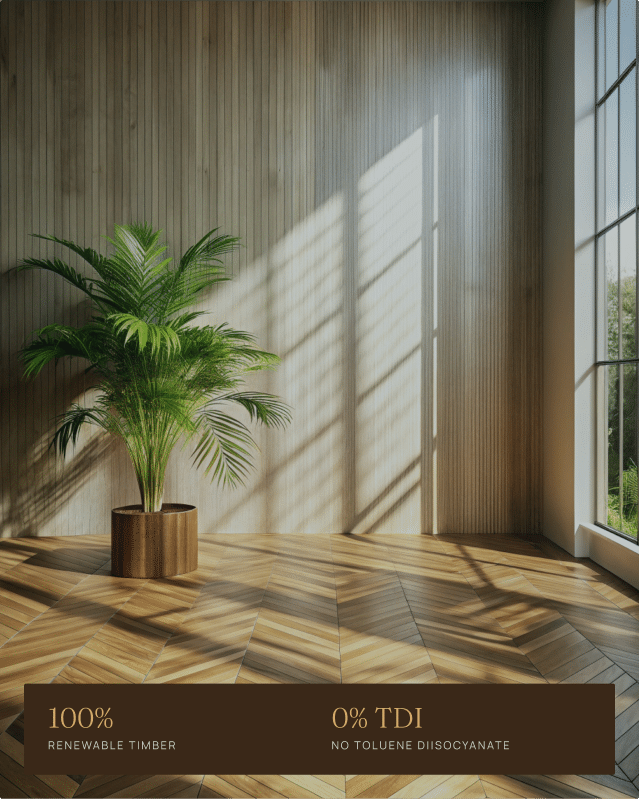 Detail of polished timber floor in natural light